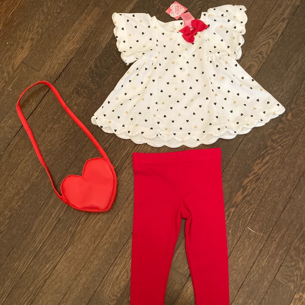 *New WTags Isaac Mizrahi Girl Toddler Dress Hearts Legging Purse 12M2T